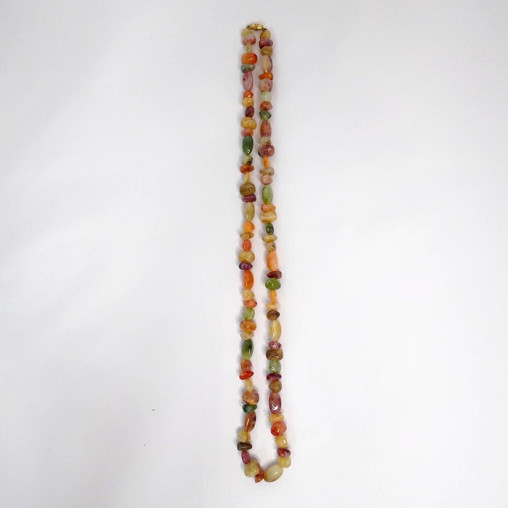 Multicolor Vintage Agate Jasper 30" Long Necklace - Picture 4 of 8